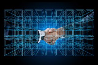 区块链、个人、握手、握手、数据、记录、概念、系统