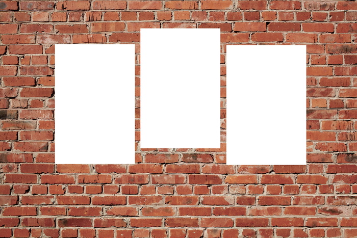 棕色墙砖，海报，墙，模型，内部，框架，模型，画廊