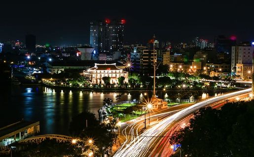 城市,胡志明,龙屋码头,越南,夜晚,西贡,建筑,城市 城市,胡志明,龙屋码头,越南,夜晚,西贡,建筑,城市