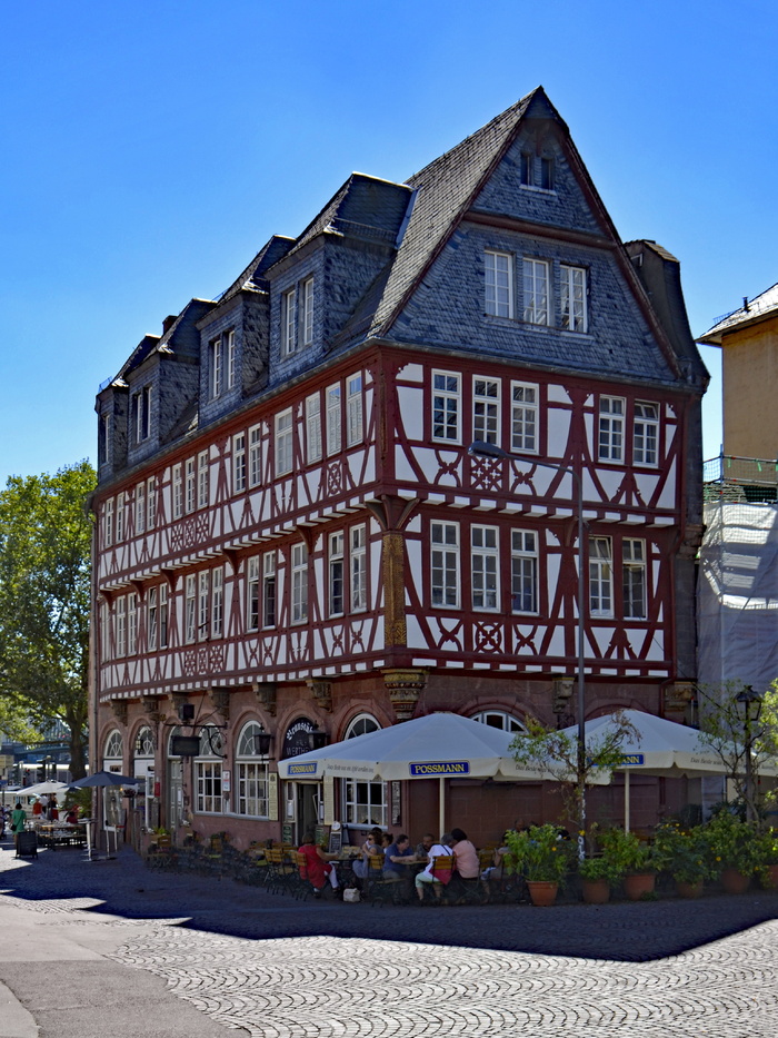 法兰克福、黑森、德国、römerberg、old town、truss、fachwerkhaus、architecture