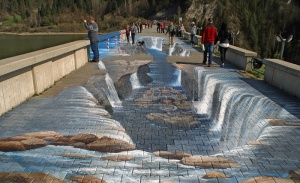 瀑布3，3d，道路艺术，绘画，商业绘画，街道绘画，图画，人物