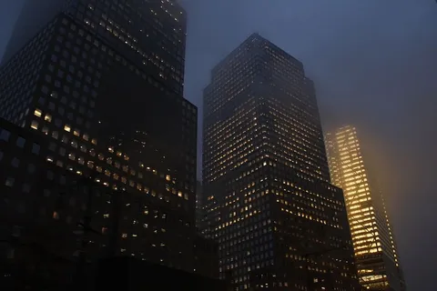 美国，纽约，华尔街，阴暗，雨，云，灯，纽约