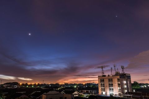 风景摄影，城市天际线，星星，星光，闪耀，浩瀚，夜晚，银河