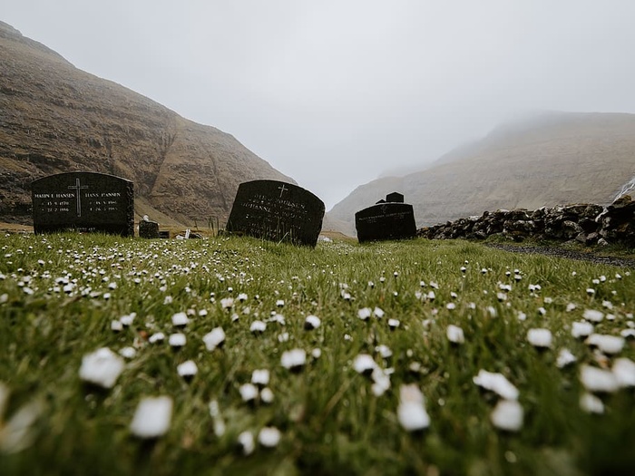 草地上的墓碑