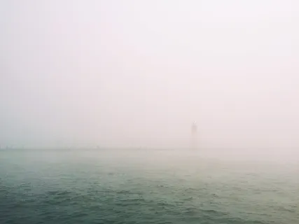 美国, 荷兰, 灯塔, 雾, 湖, 水, 密歇根湖, 码头