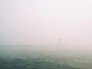 美国, 荷兰, 灯塔, 雾, 湖, 水, 密歇根湖, 码头