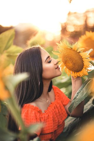 闻向日葵的女人