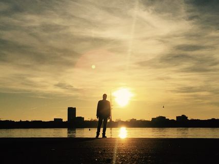 难民杂志，难民，杂志，汉堡，阿尔斯特，水，天空，日落