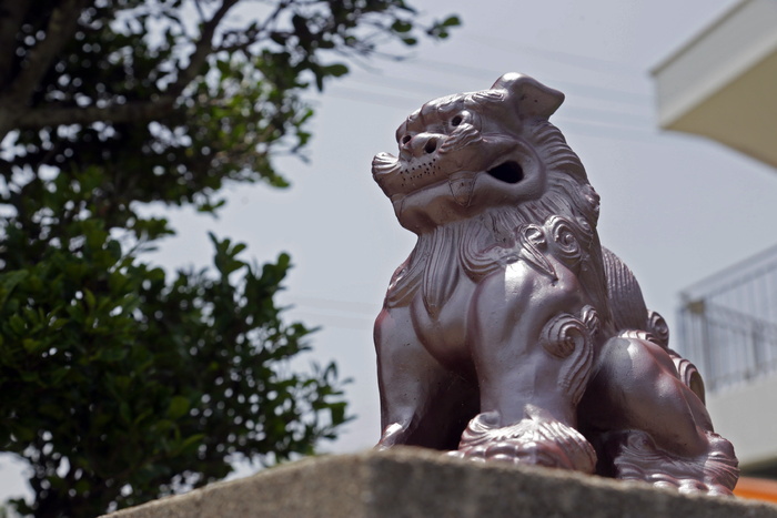 选择性，聚焦摄影，中国守护狮雕像，石沙，冲绳，风景，艺术和工艺，代表
