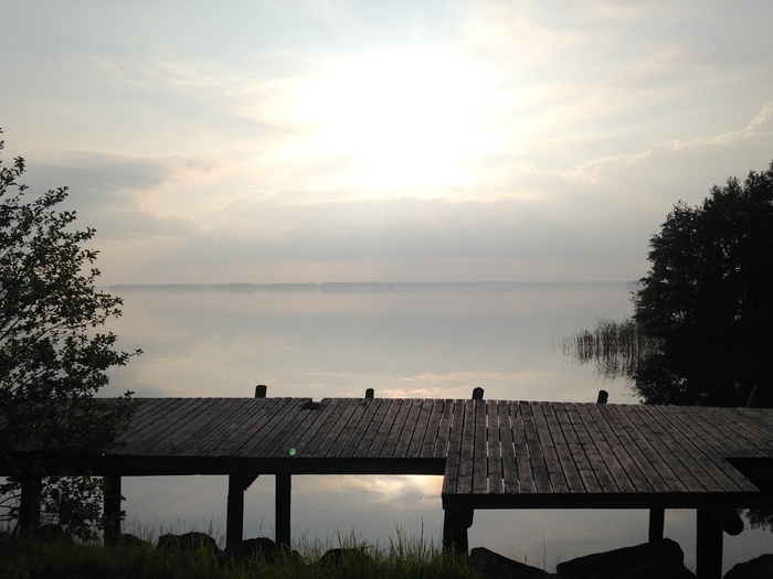 芬兰、佩尔、湖泊、太阳、天空、薄雾、斯堪的纳维亚、风景