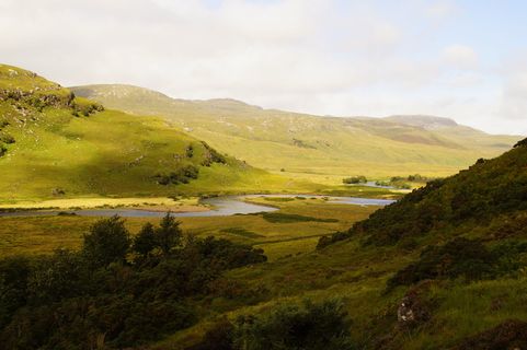 河流，河流转弯，河流弯曲，水域，苏格兰，高地和岛屿，绿色，丘陵