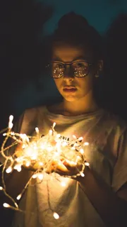 lichterkette，肖像，灯光，傍晚，abendstimmung，灯光，黄昏，灯光