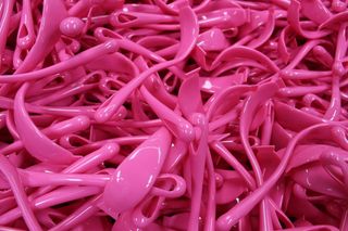 塑料，生产，工业，红色，塑料刷，宏，聚合物，棒