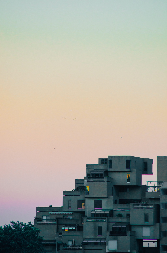 加拿大，蒙特利尔，栖息地67，天空，建筑外观，建筑，建筑结构，日落