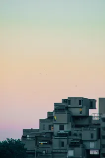 加拿大，蒙特利尔，栖息地67，天空，建筑外观，建筑，建筑结构，日落