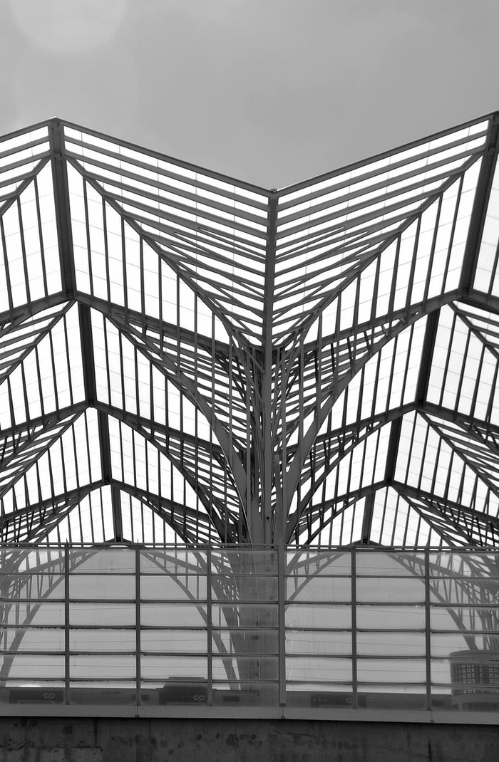 建筑，屋顶，屋顶结构，现代建筑，钢梁，建筑结构，低角度视图，模式