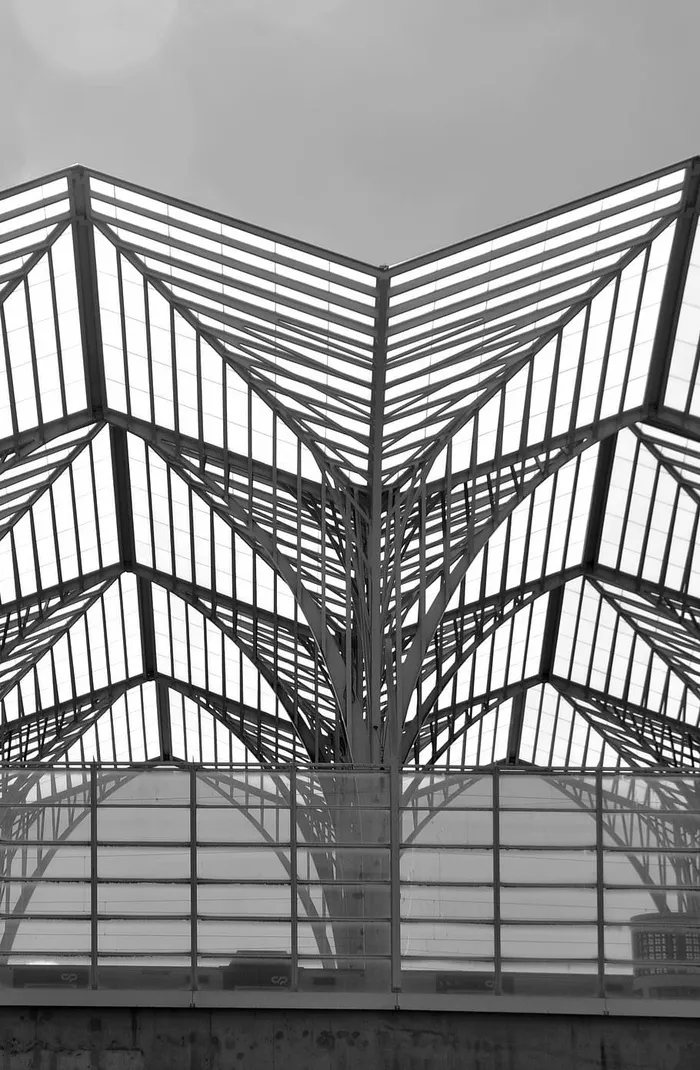 建筑，屋顶，屋顶结构，现代建筑，钢梁，建筑结构，低角度视图，模式