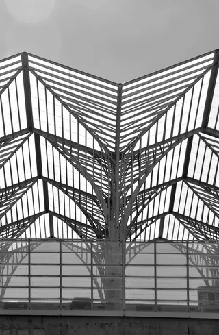 建筑，屋顶，屋顶结构，现代建筑，钢梁，建筑结构，低角度视图，模式