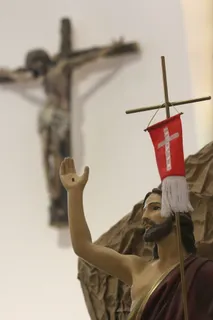 耶稣，复活，十字架，人类再现，聚焦前景，持有，再现，一个人