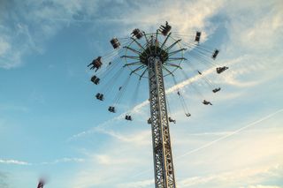 英国, 利物浦, 乐趣, 游乐园, 游乐园, 天空, 低角度视图, 游乐园骑