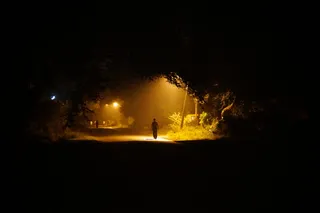 夜，路，高，分辨率，孤独，清晰，一个人，剪影