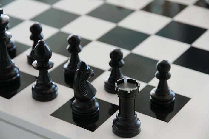 黑棋子，国际象棋，黑，玩，白，塔，黑白，策略
