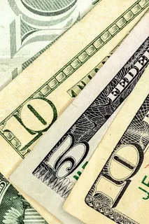 特写，照片，2，10，1，5美元，美元钞票