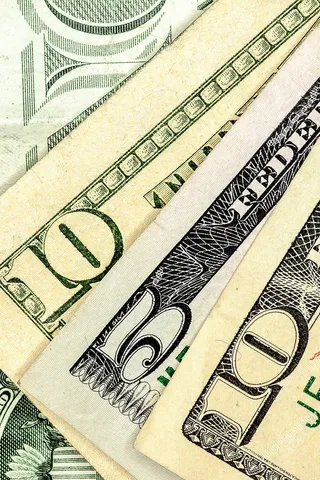 特写，照片，2，10，1，5美元，美元钞票