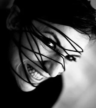 b w, 脸, 束缚, 一个人, 特写, 爆头, 肖像, 年轻女性