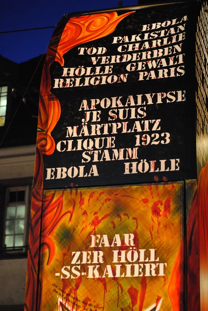 灯笼，狂欢节，basler fasnacht 2015，文本，通信，西文脚本，信息，多色
