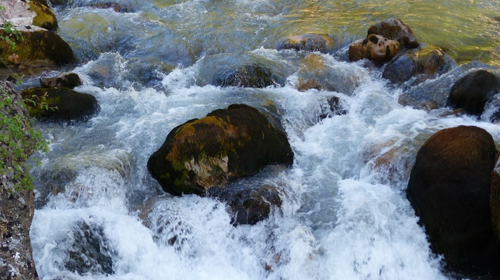 水、急流、水道、山脉、自然、水流、阿尔卑斯山、岩石