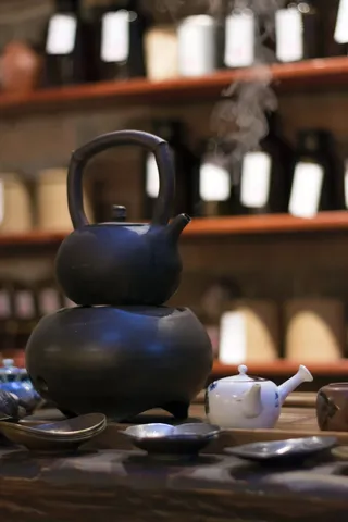 茶，水壶，煮沸，热，炉子，茶壶，室内，关注前景