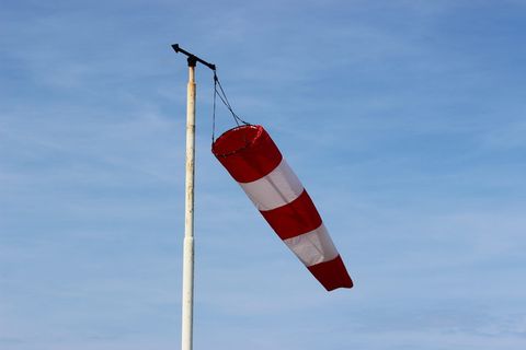 风向标、机场、美国、红色、天空、蓝色、低角度视图、自然