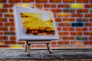 绘画, 立场, 艺术家, 日落, 广告牌, 白, 素描, 工具