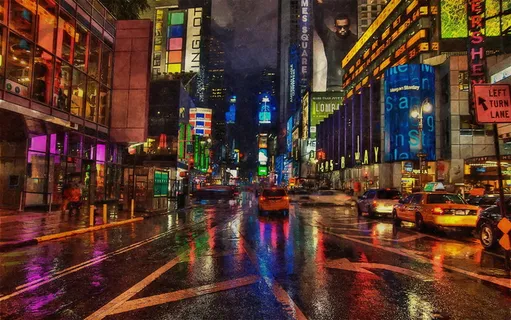 室外、城市、景观、夜间、傍晚、时间、潮湿、建筑物