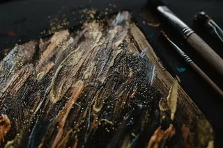 用毛笔和丙烯画作画