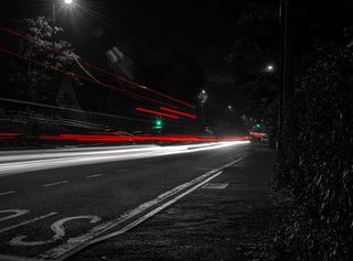 英国、南安普敦、城市、灯光、小径、夜晚、黑色、白色