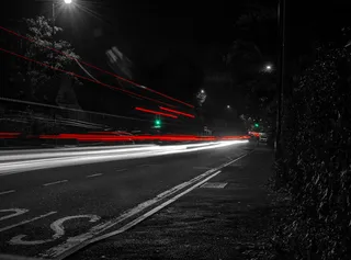 英国、南安普敦、城市、灯光、小径、夜晚、黑色、白色