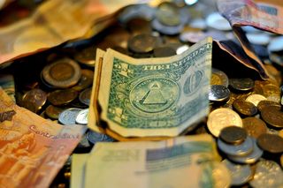 选择性聚焦摄影，1美元，美元钞票，货币，硬币，货币