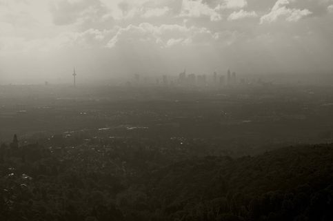 法兰克福，城市，天际线，景观，摩天大楼，建筑，摩天大厦，主要