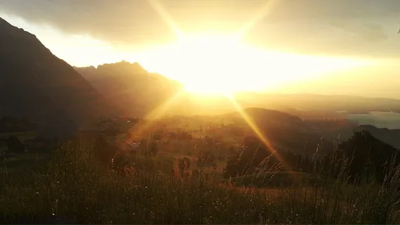 日落，abendstimmung，伯纳奥伯兰，瑞士，风景，太阳，天气，云