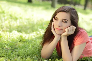 迷人，美丽，有趣，女孩，草，绿色，幸福，快乐