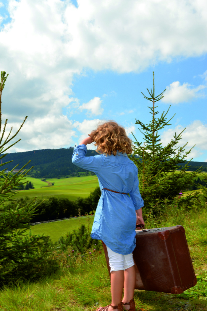 自然，草，夏天，人类，行李，Oberwisenthal，fichtelberg，一个人