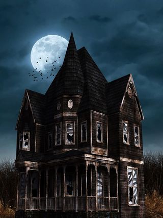 灰色、黑色、豪宅插图、万圣节、贝茨酒店、格鲁斯豪斯、恐怖、恐怖
