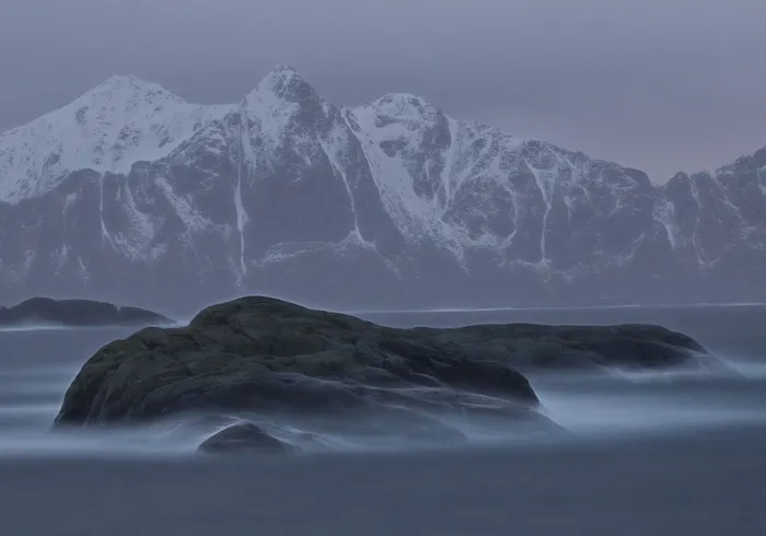 悬崖，海洋，风暴，罗弗敦，高山，低温，冰，风景-自然