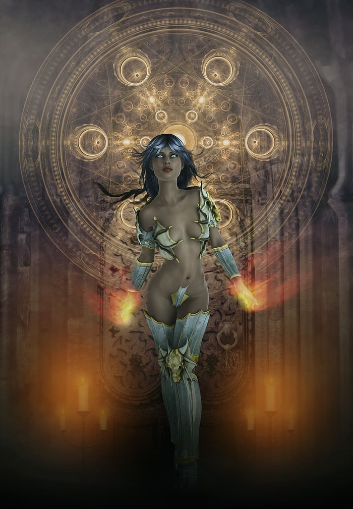 哥特式，幻想，黑暗，女巫，战士，女人，女性，年轻