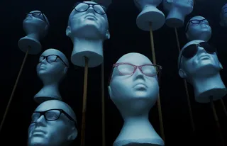 摄影，白色，陶瓷，头部，墨镜，聚苯乙烯泡沫塑料，头部，眼镜