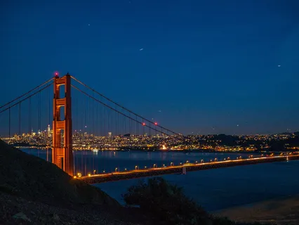 旧金山，金门大桥，美国，日落，天际线，城市，夜景，加利福尼亚州