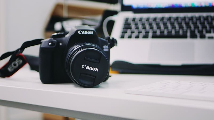 佳能、相机、办公室、工作、清洁、白色、mac、镜头