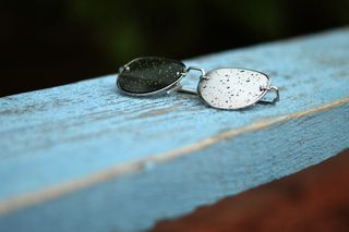 玻璃、雨滴、阴天、反射、热点、木材、蓝色原木、雨